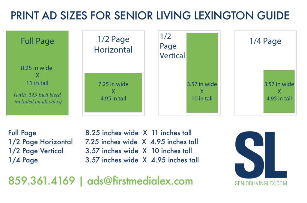 Print ad specs for Senior Living Lexington Guide